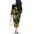 Yellow New Zealand Kowhai And Piwakawaka Family Matching Off The Shoulder Long Sleeve Dress and Hawaiian Shirt Maori Ngaru Paua Shell
