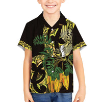Yellow New Zealand Kowhai And Piwakawaka Hawaiian Shirt Maori Ngaru Paua Shell