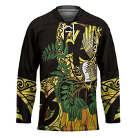 Yellow New Zealand Kowhai And Piwakawaka Hockey Jersey Maori Ngaru Paua Shell - Polynesian Pride