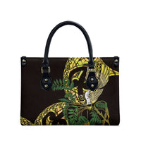 Yellow New Zealand Kowhai And Piwakawaka Leather Bag Maori Ngaru Paua Shell - Polynesian Pride