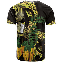 Yellow New Zealand Kowhai And Piwakawaka T Shirt Maori Ngaru Paua Shell