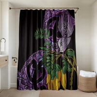 Purple New Zealand Kowhai And Piwakawaka Bathroom Set Maori Ngaru Paua Shell - Polynesian Pride