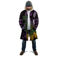 Purple New Zealand Kowhai And Piwakawaka Cloak Maori Ngaru Paua Shell - Polynesian Pride