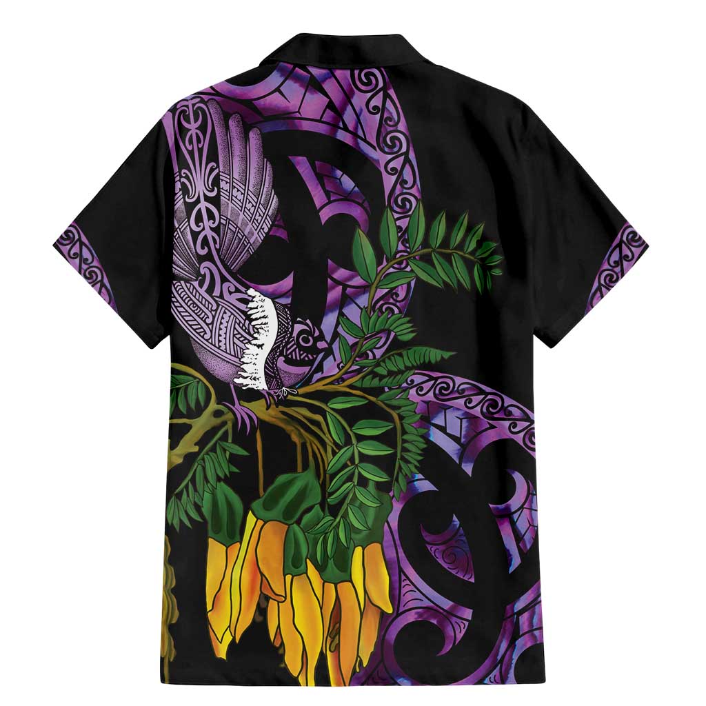 Purple New Zealand Kowhai And Piwakawaka Family Matching Mermaid Dress and Hawaiian Shirt Maori Ngaru Paua Shell