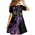 Purple New Zealand Kowhai And Piwakawaka Family Matching Off Shoulder Maxi Dress and Hawaiian Shirt Maori Ngaru Paua Shell