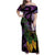 Purple New Zealand Kowhai And Piwakawaka Family Matching Off Shoulder Maxi Dress and Hawaiian Shirt Maori Ngaru Paua Shell