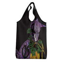 Purple New Zealand Kowhai And Piwakawaka Grocery Bag Maori Ngaru Paua Shell