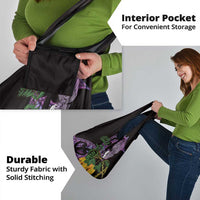 Purple New Zealand Kowhai And Piwakawaka Grocery Bag Maori Ngaru Paua Shell