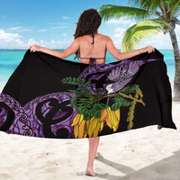 Purple New Zealand Kowhai And Piwakawaka Sarong Maori Ngaru Paua Shell