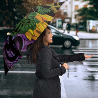 Purple New Zealand Kowhai And Piwakawaka Umbrella Maori Ngaru Paua Shell - Polynesian Pride