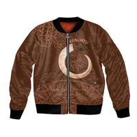 Vanuatu Indipendens Dei Bomber Jacket Yumi Sand Drawing Turtle Mix Lapita LT14 Unisex Brown - Polynesian Pride