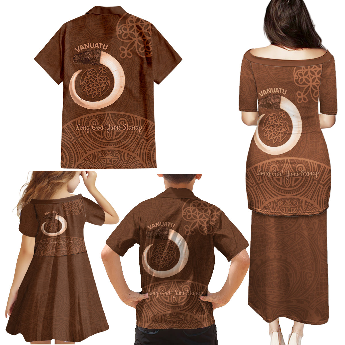 Vanuatu Indipendens Dei Family Matching Puletasi and Hawaiian Shirt Yumi 44th Sand Drawing Turtle Mix Lapita