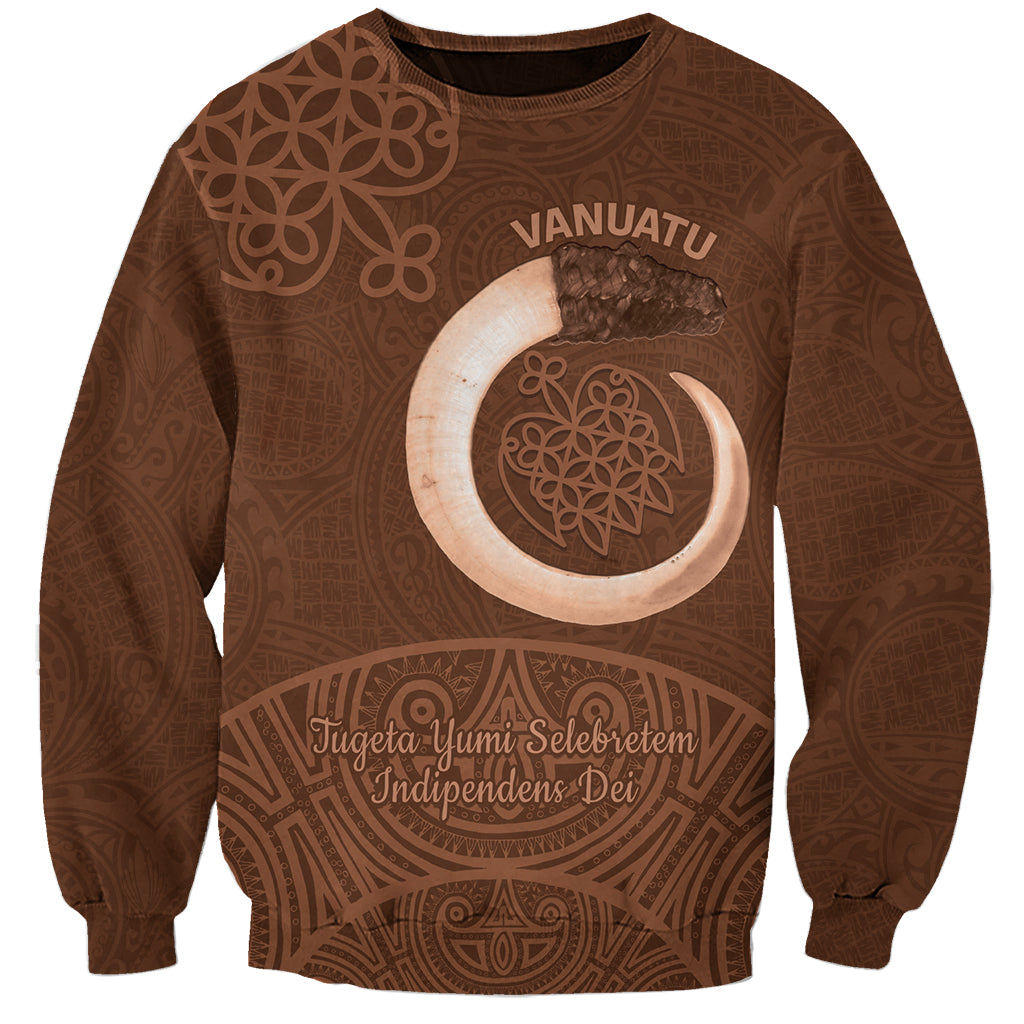 Vanuatu Indipendens Dei Sweatshirt Yumi Sand Drawing Turtle Mix Lapita LT14 Unisex Brown - Polynesian Pride