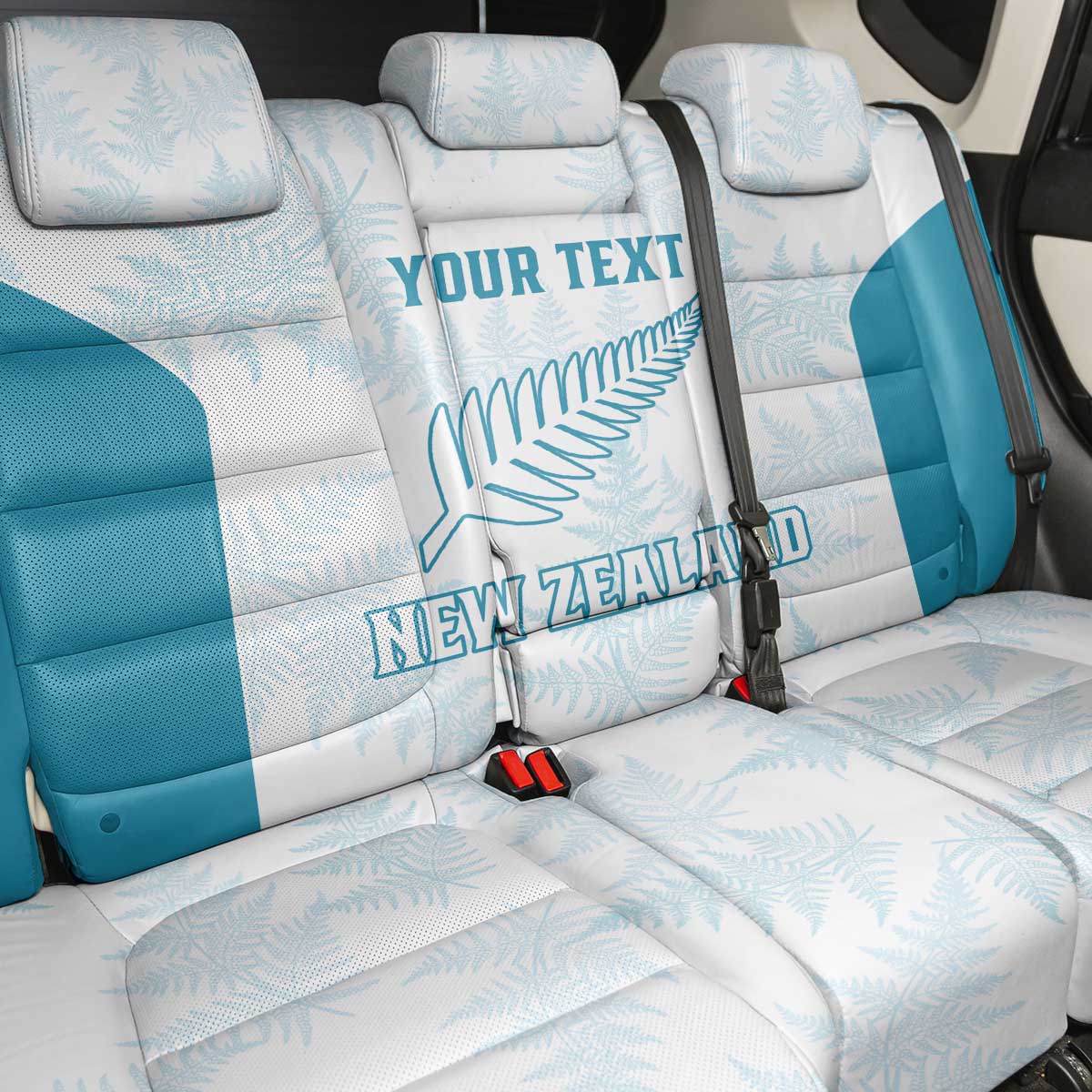 Custom New Zealand Silver Fern Football Back Car Seat Cover Come On All White