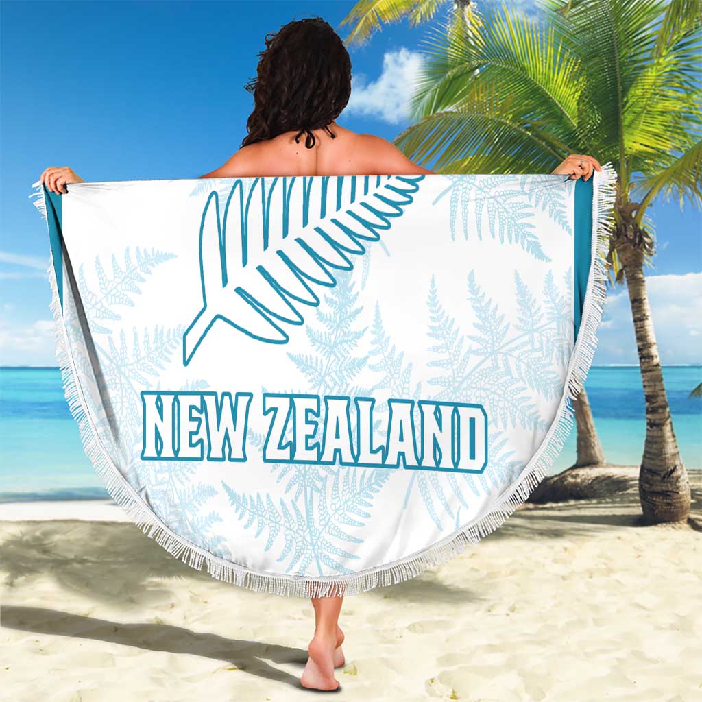 Custom New Zealand Silver Fern Football Beach Blanket Come On All White