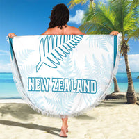 Custom New Zealand Silver Fern Football Beach Blanket Come On All White