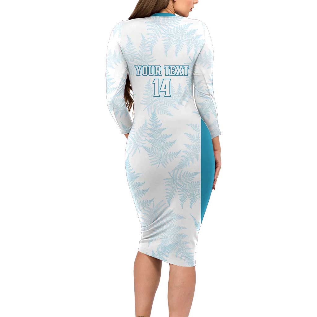 Custom New Zealand Silver Fern Football Family Matching Long Sleeve Bodycon Dress and Hawaiian Shirt Come On All White