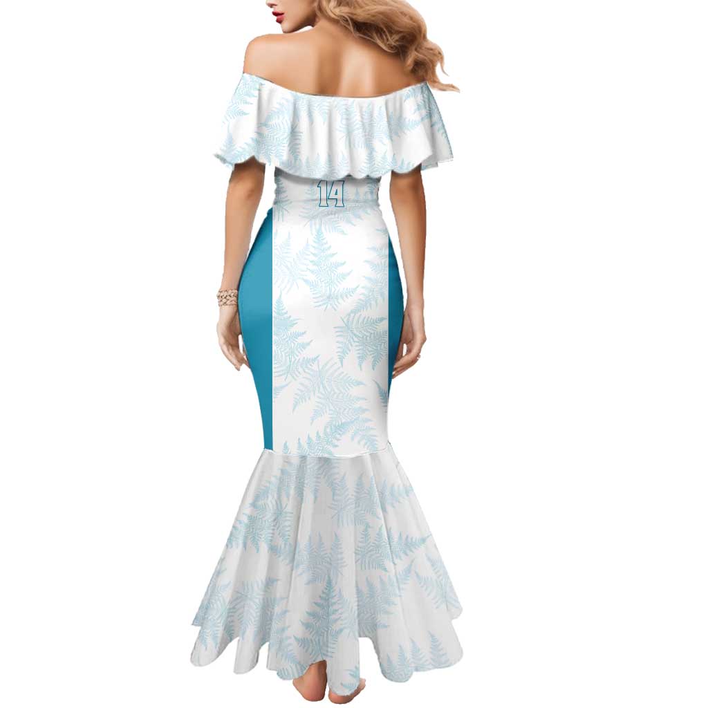 Custom New Zealand Silver Fern Football Family Matching Mermaid Dress and Hawaiian Shirt Come On All White