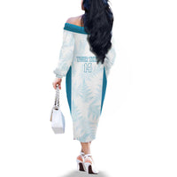 Custom New Zealand Silver Fern Football Family Matching Off The Shoulder Long Sleeve Dress and Hawaiian Shirt Come On All White