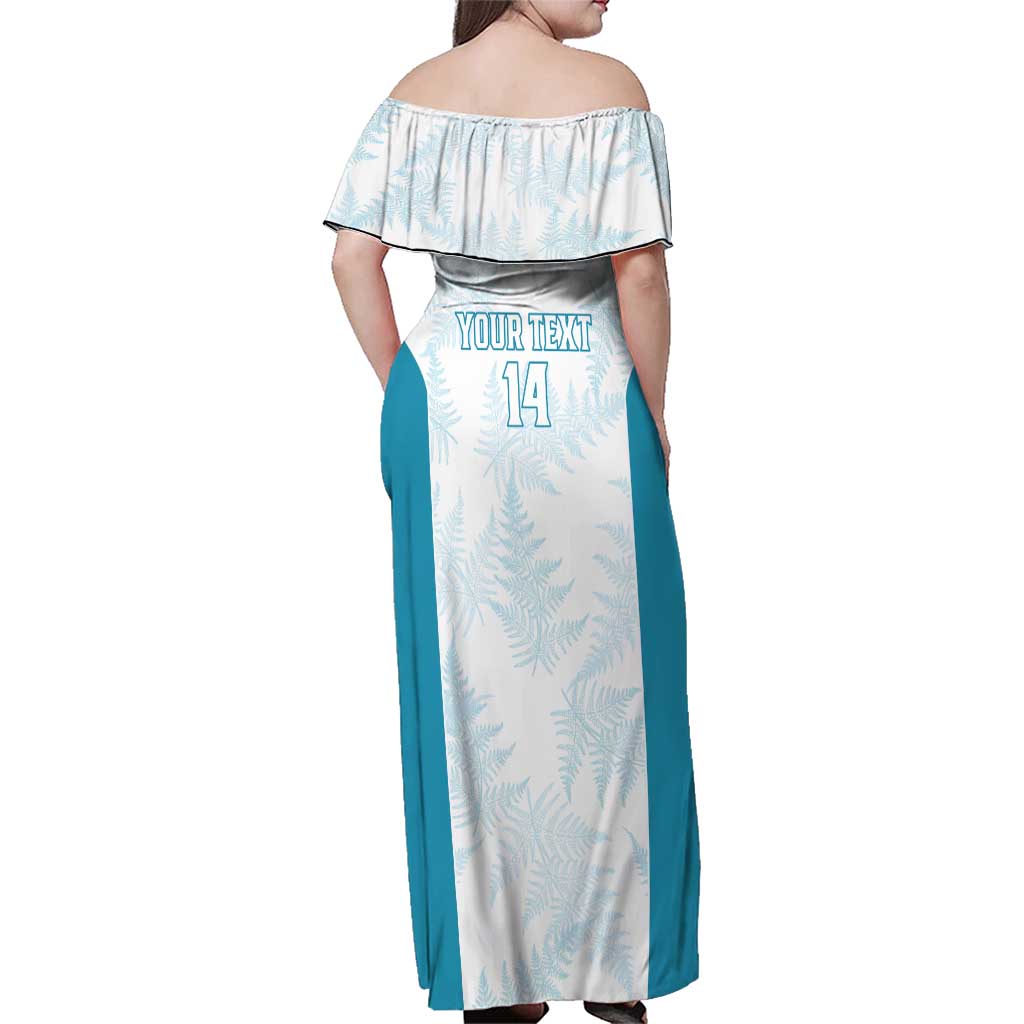 Custom New Zealand Silver Fern Football Family Matching Off Shoulder Maxi Dress and Hawaiian Shirt Come On All White
