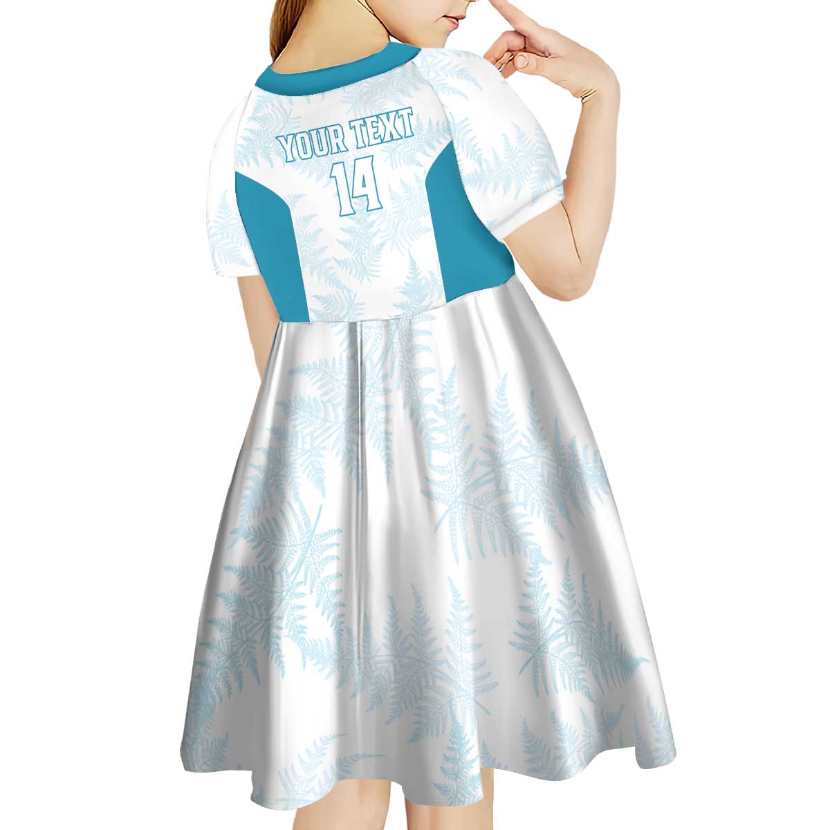 Custom New Zealand Silver Fern Football Kid Short Sleeve Dress Come On All White