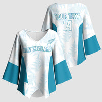 Custom New Zealand Silver Fern Football Kimono Sleeve Blouse Come On All White - Polynesian Pride
