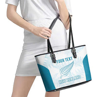 Custom New Zealand Silver Fern Football Leather Tote Bag Come On All White