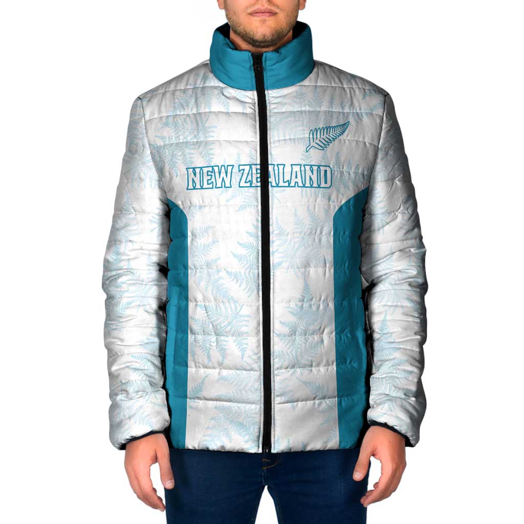 Custom New Zealand Silver Fern Football Padded Jacket Come On All White - Polynesian Pride