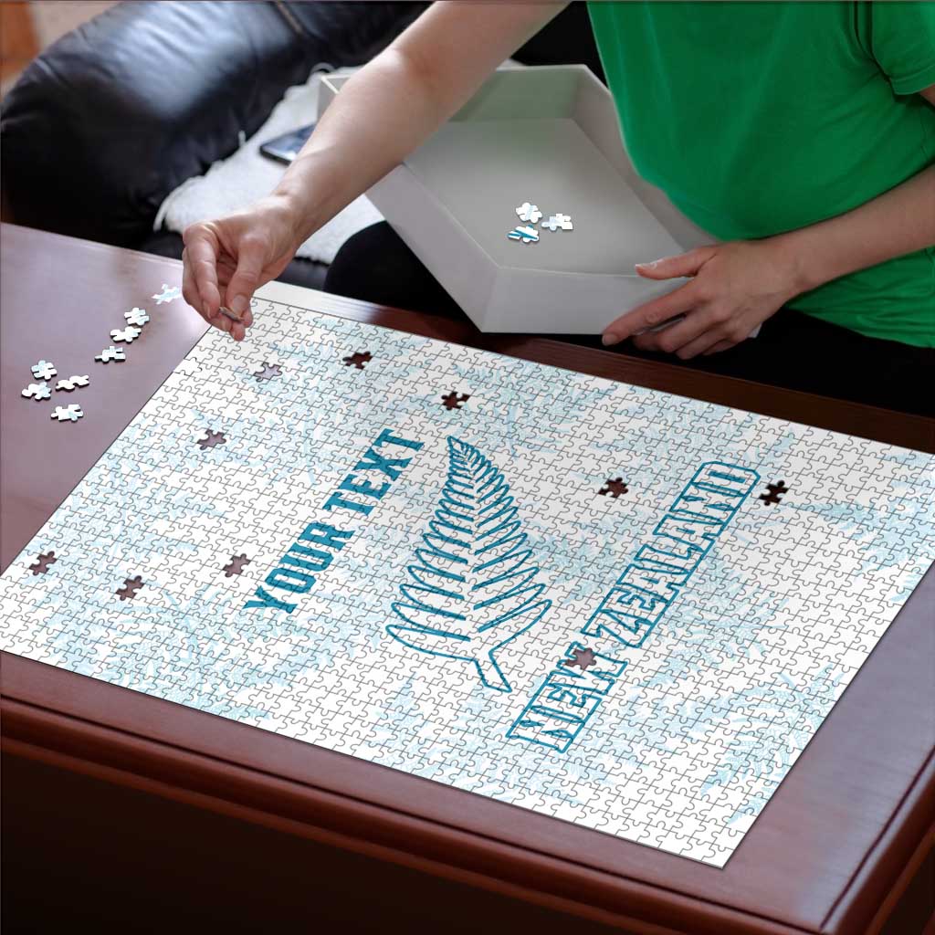 Custom New Zealand Silver Fern Football Puzzle Come On All White - Polynesian Pride