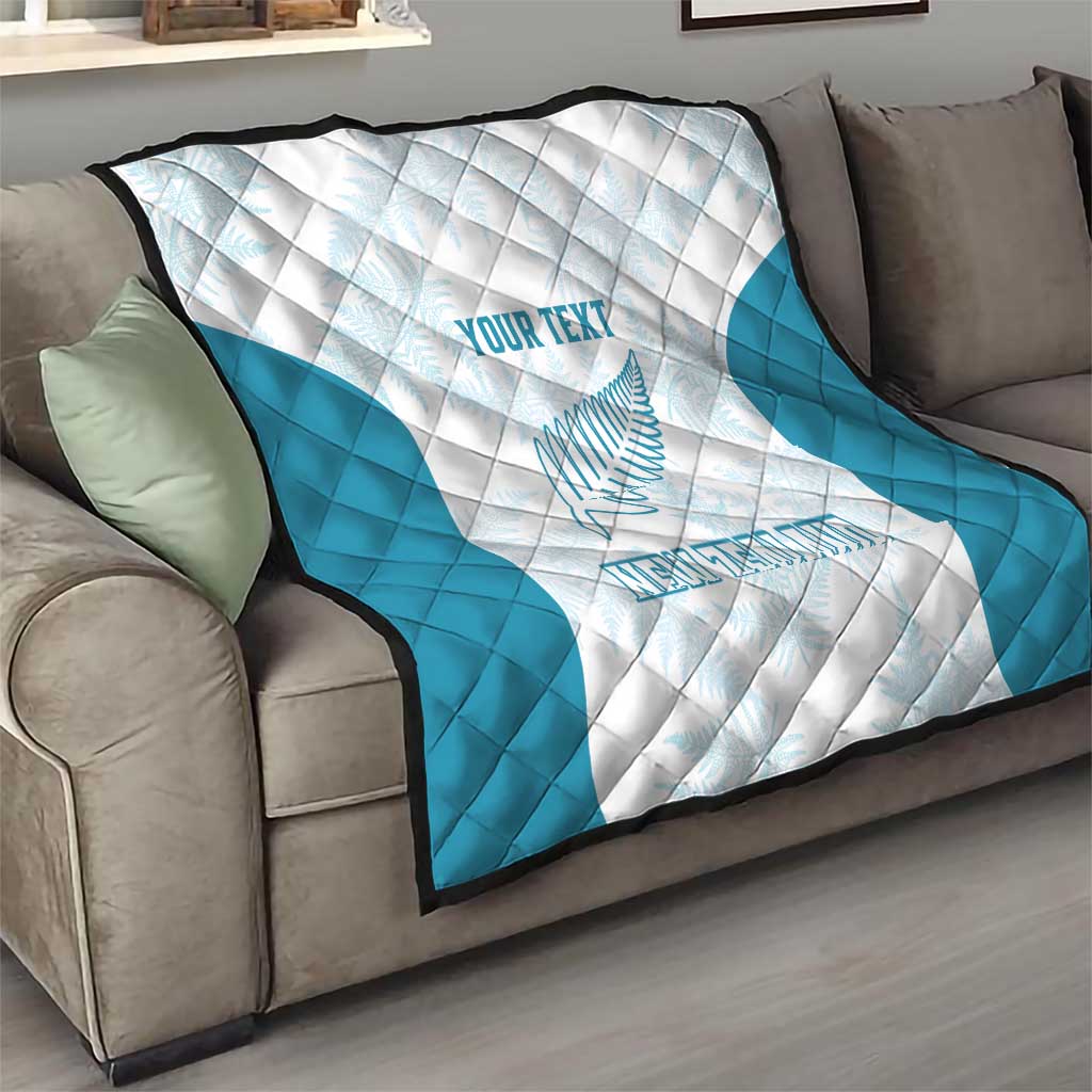 Custom New Zealand Silver Fern Football Quilt Come On All White