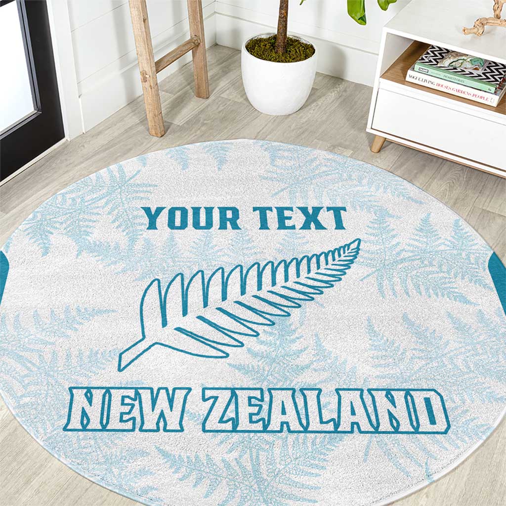 Custom New Zealand Silver Fern Football Round Carpet Come On All White