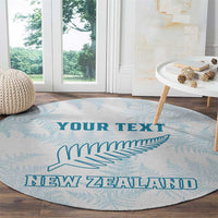 Custom New Zealand Silver Fern Football Round Carpet Come On All White