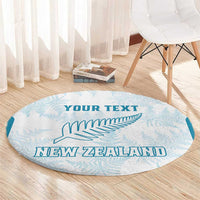 Custom New Zealand Silver Fern Football Round Carpet Come On All White