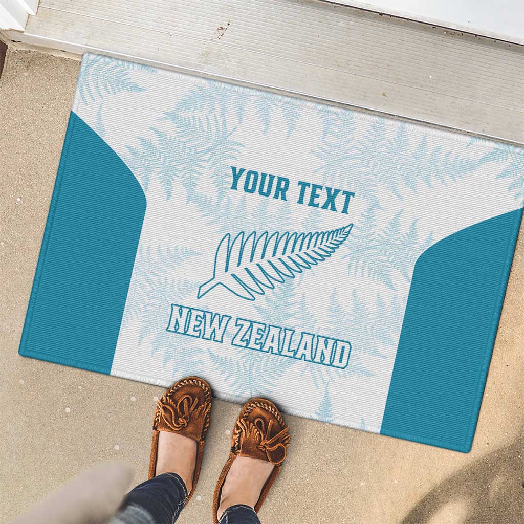 Custom New Zealand Silver Fern Football Rubber Doormat Come On All White