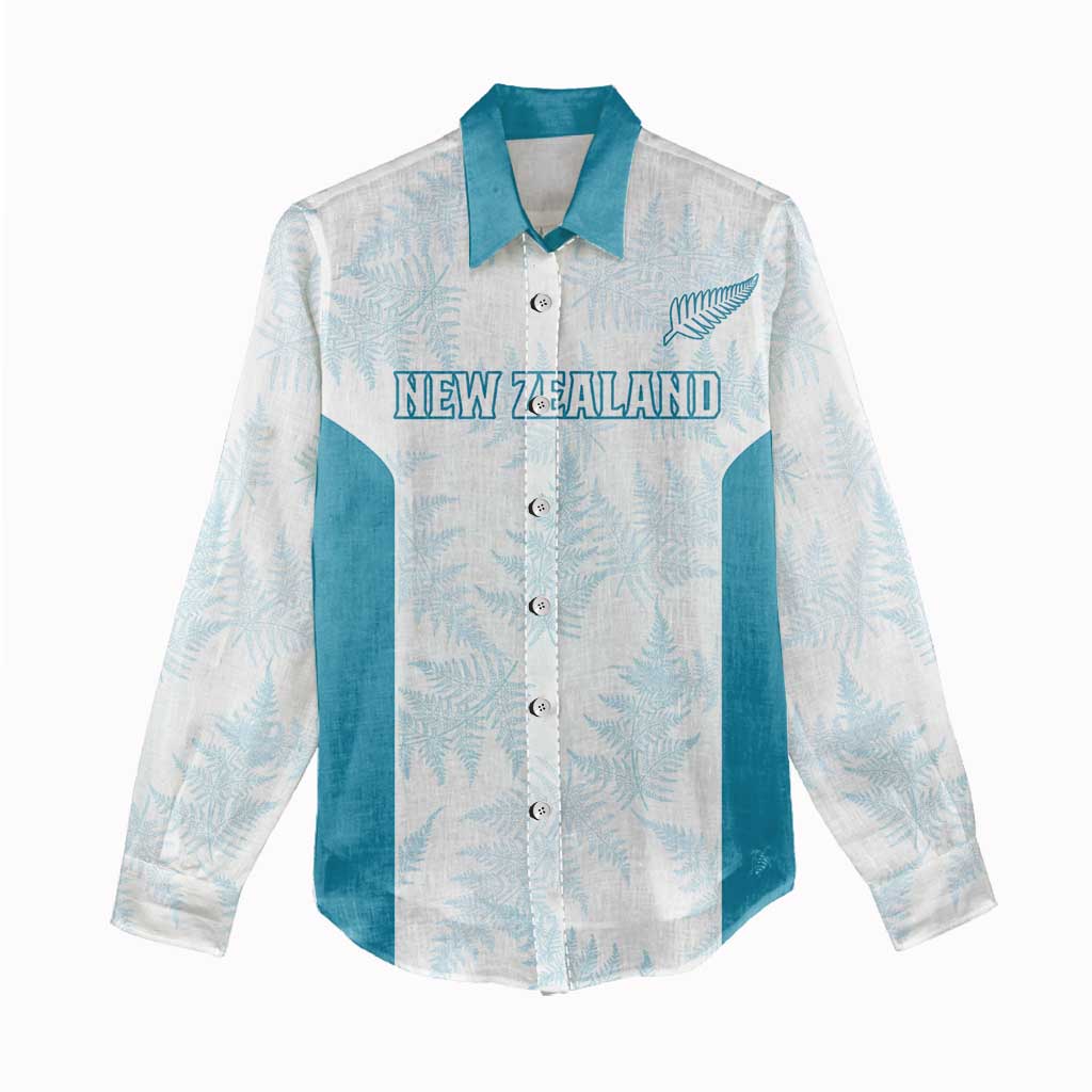 Custom New Zealand Silver Fern Football Women Casual Shirt Come On All White