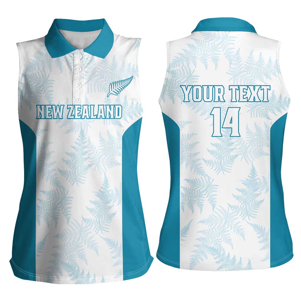 Custom New Zealand Silver Fern Football Women Sleeveless Polo Shirt Come On All White