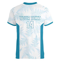 Custom New Zealand Silver Fern Football Women V-Neck T-Shirt Come On All White