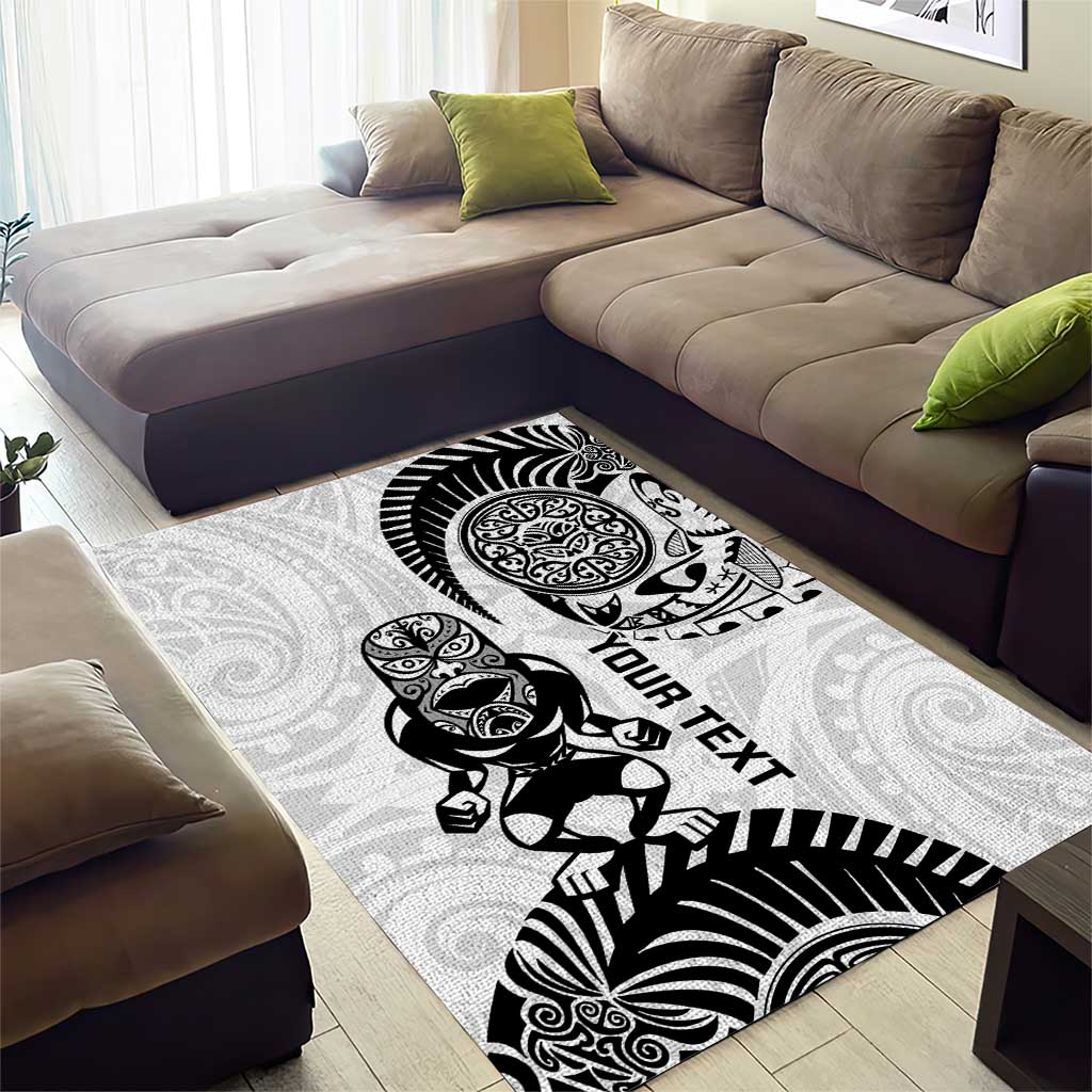 Custom Aotearoa Football Area Rug NZ Maori Tiki Go Champions