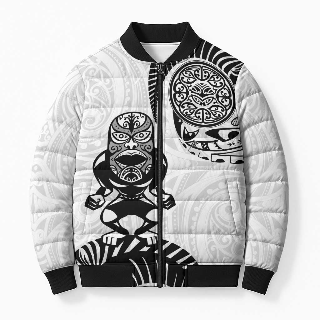 Custom Aotearoa Football Bomber Puffer Jacket NZ Maori Tiki Go Champions - Polynesian Pride