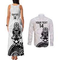 Custom Aotearoa Football Couples Matching Tank Maxi Dress and Long Sleeve Button Shirt NZ Maori Tiki Go Champions