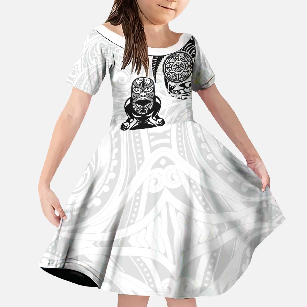 Custom Aotearoa Football Family Matching Off The Shoulder Long Sleeve Dress and Hawaiian Shirt NZ Maori Tiki Go Champions