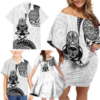 Custom Aotearoa Football Family Matching Off Shoulder Short Dress and Hawaiian Shirt NZ Maori Tiki Go Champions