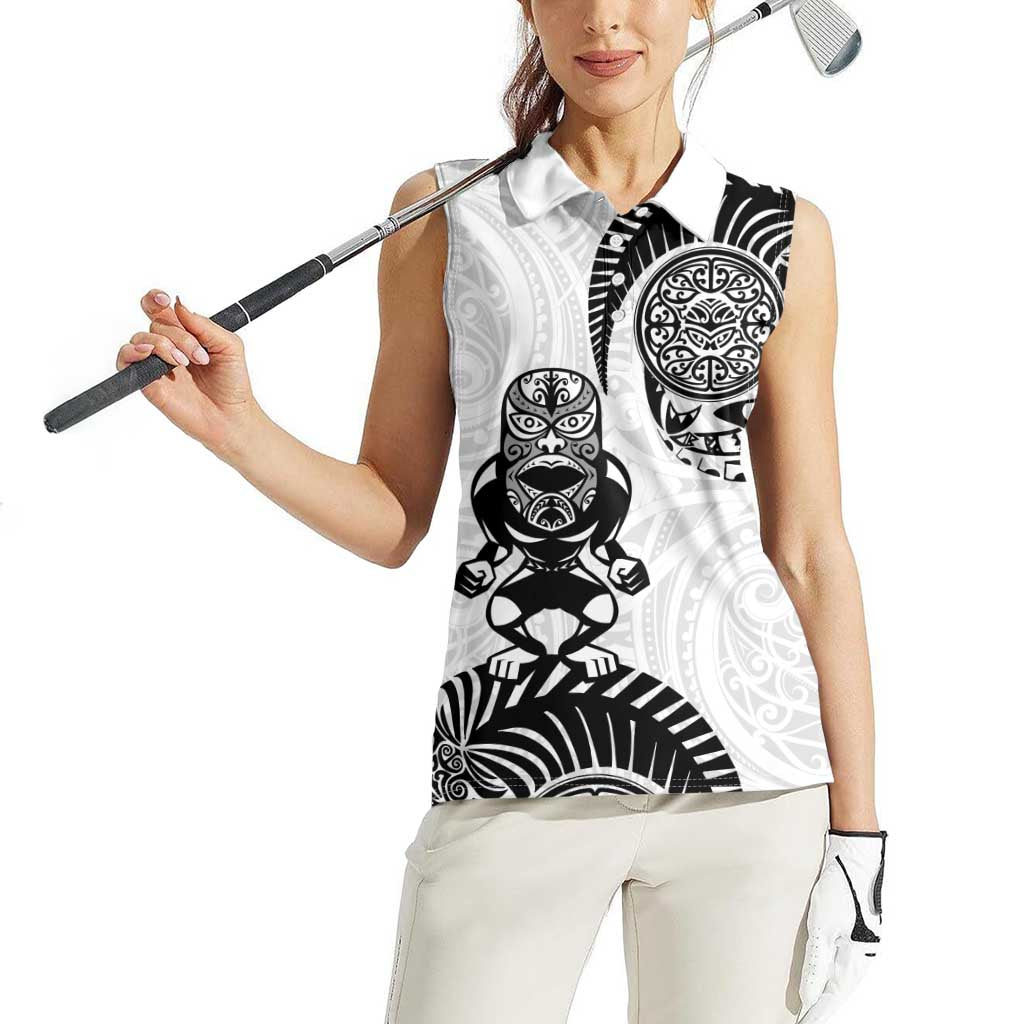 Custom Aotearoa Football Women Sleeveless Polo Shirt NZ Maori Tiki Go Champions