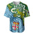 Personalised Australia And Fiji Baseball Jersey Aboriginal Mix Fijian Tapa Unique Style LT14 Green - Polynesian Pride