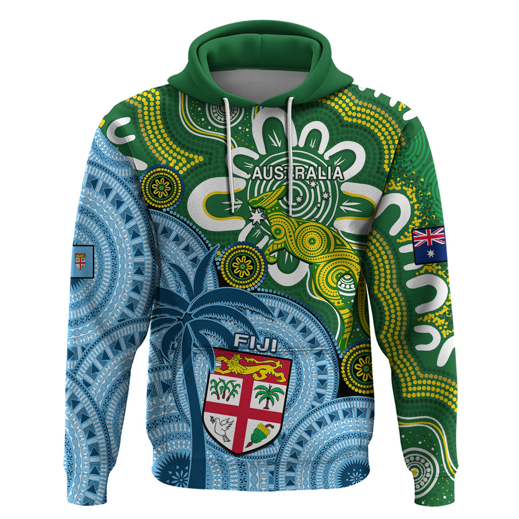 Custom Australia and Fiji Hoodie Aboriginal Mix Fijian Tapa Unique Style LT14 Pullover Hoodie Green - Polynesian Pride