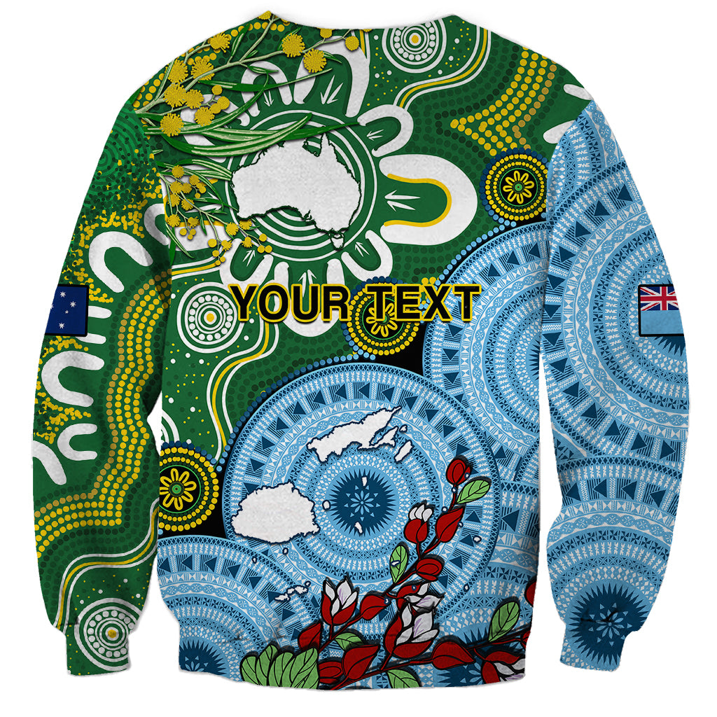Personalised Australia And Fiji Sweatshirt Aboriginal Mix Fijian Tapa Unique Style LT14 - Polynesian Pride