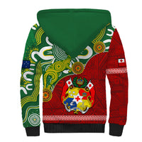 Australia And Tonga Sherpa Hoodie Aboriginal Mix Tongan Ngatu Unique Style LT14 - Polynesian Pride