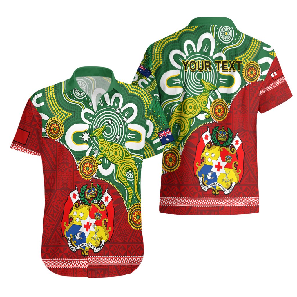 Personalised Australia And Tonga Hawaiian Shirt Aboriginal Mix Tongan Ngatu Unique Style LT14 - Polynesian Pride