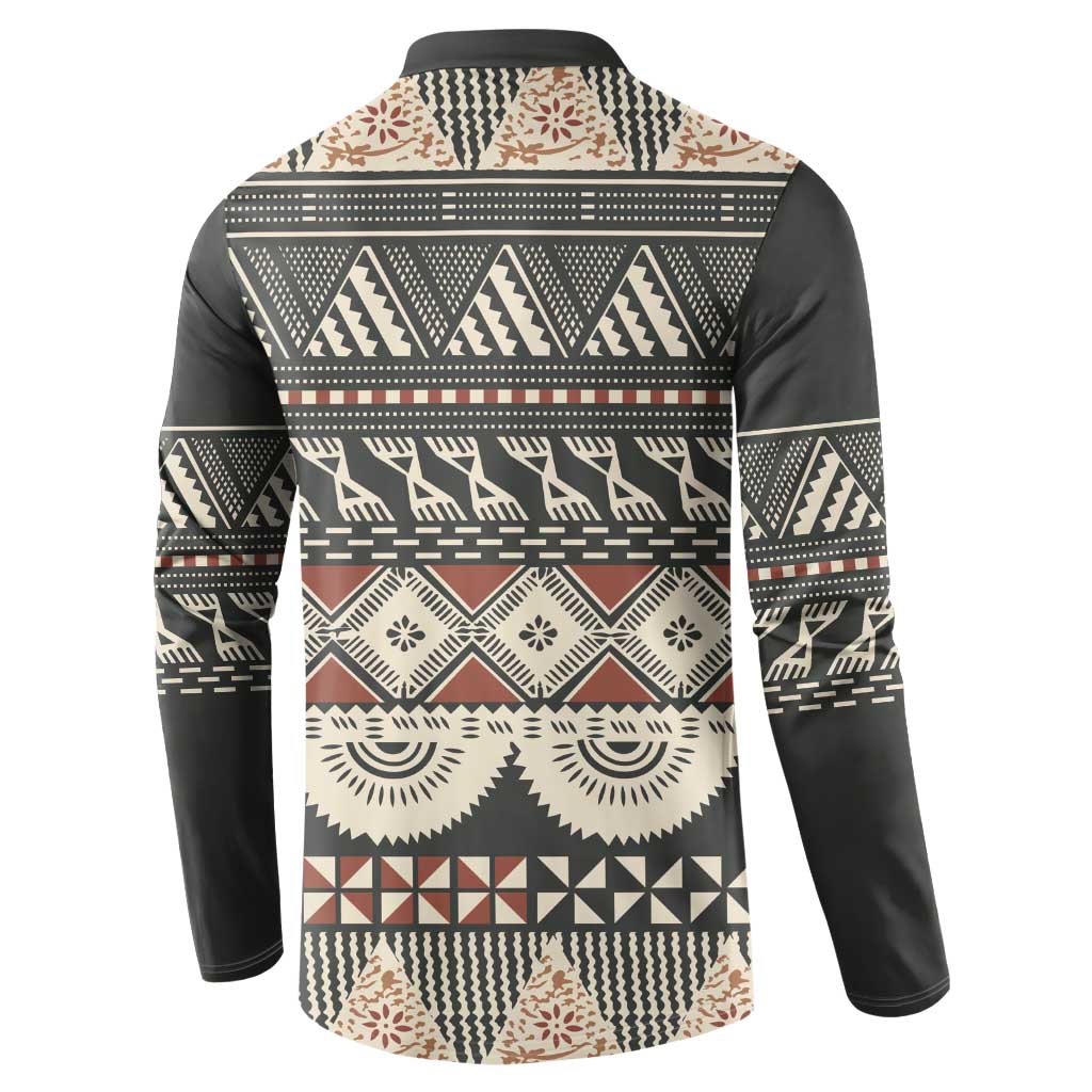 Vintage Bula Fiji Masi Button Sweatshirt Fijian Tapa Cloth - Polynesian Pride