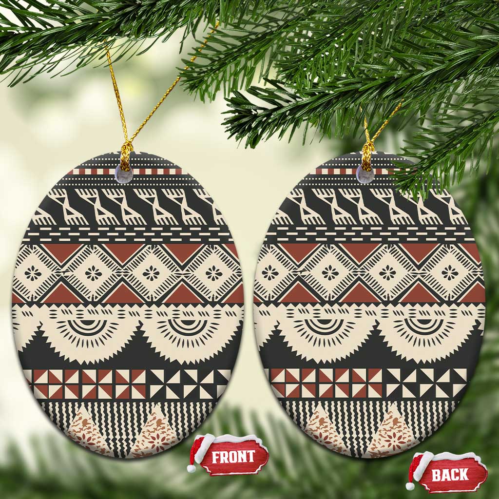 Vintage Bula Fiji Masi Ceramic Ornament Fijian Tapa Cloth - Polynesian Pride